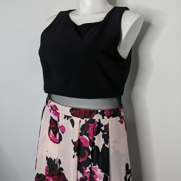 B&A by Betsy & Adam black pink sleeveless maxi gown dress 18W - Picture 5 of 11